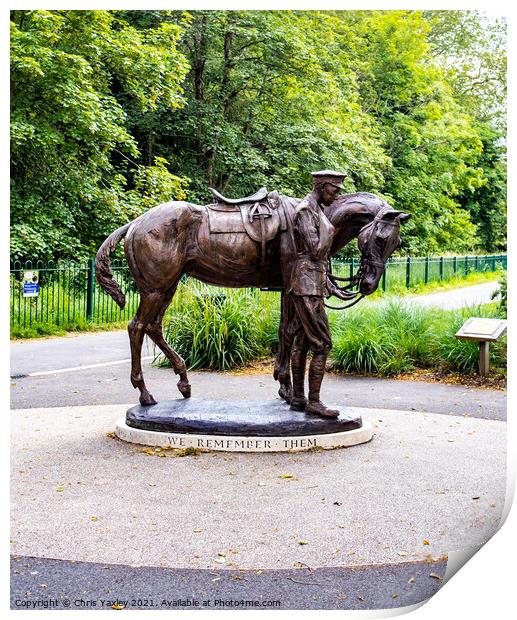 Soldier and war horse statue in Romsey Memorial Pak, Hampshire Print by Chris Yaxley