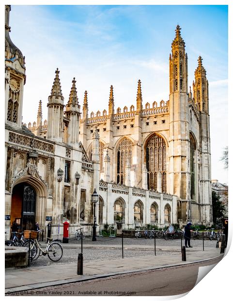 The exterior of King’s College, Cambridge Print by Chris Yaxley