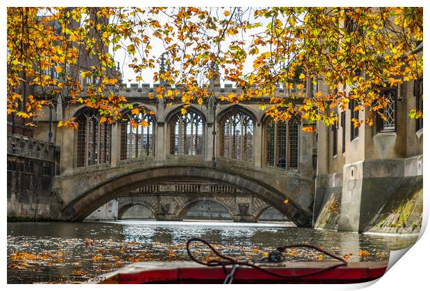 Bridge of Sighs captured from the River Cam Print by Chris Yaxley
