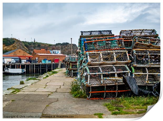 Fishing gear on Tate Hill Pier, Whitby Print by Chris Yaxley