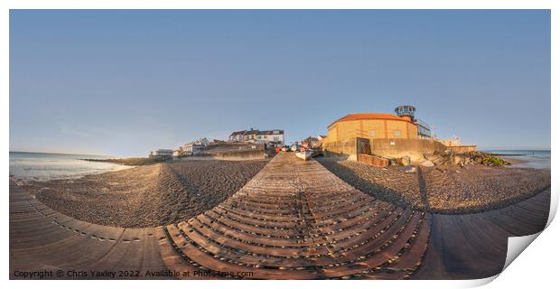 360 panorama of Sheringham beach, North Norfolk coast Print by Chris Yaxley