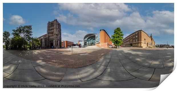 360 panorama captured in Norwich city centre Print by Chris Yaxley