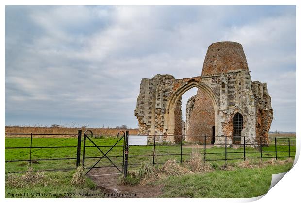 St Benet’s Abbey, Norfolk Broads National Park Print by Chris Yaxley