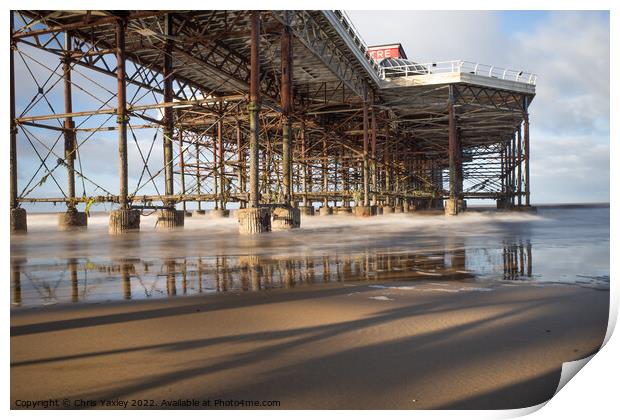 Long exposure of Cromer pier, Norfolk coast Print by Chris Yaxley