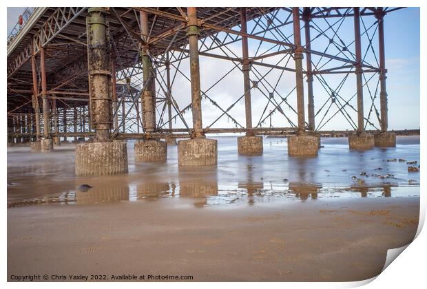 Long exposure captured near Cromer pier, North Norfolk Print by Chris Yaxley