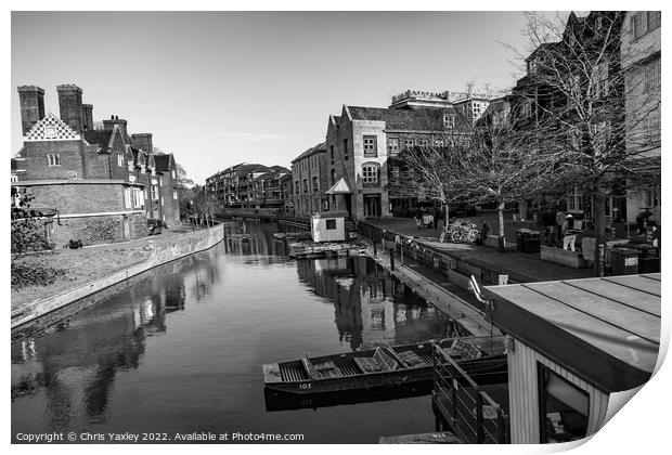 View down the River Cam in the city of Cambridge Print by Chris Yaxley