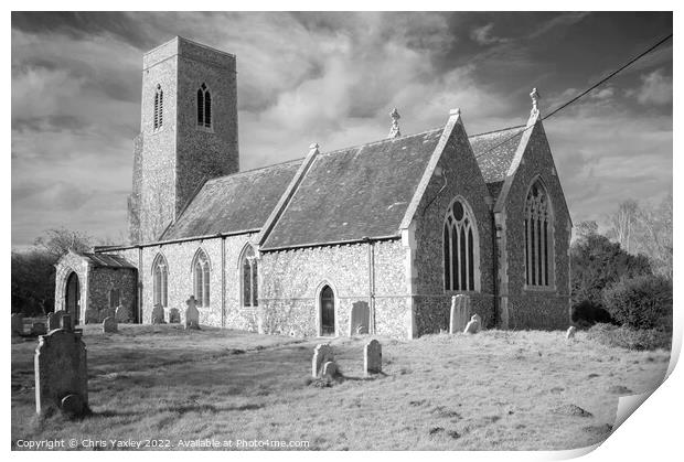 Historic church in rural Norfolk Print by Chris Yaxley