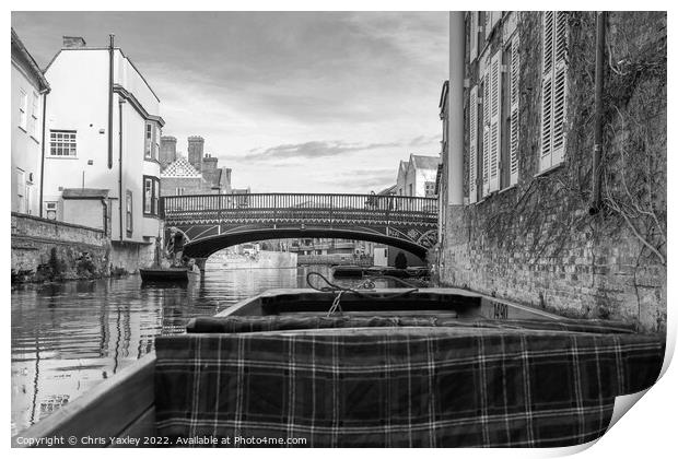 Punting along the River Cam in Cambridge Print by Chris Yaxley