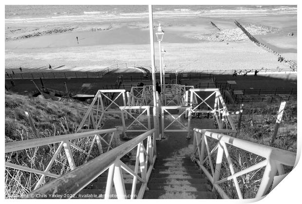 Seaside steps in Cromer, North Norfolk Coast  Print by Chris Yaxley