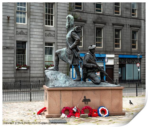 Gordon Highlanders memorial statue, Aberdeen Print by Chris Yaxley