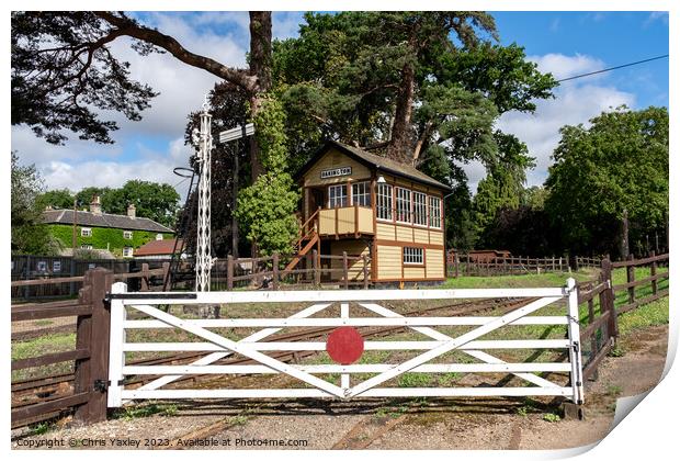 Traditional wooden signal house on a rural railway line Print by Chris Yaxley