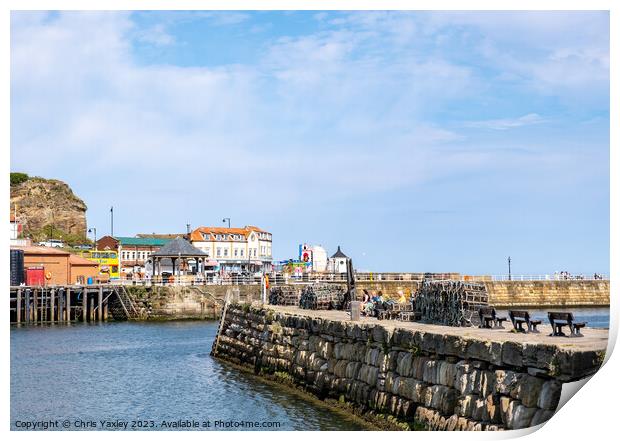 Tate Hill Pier in Whitby harbour Print by Chris Yaxley