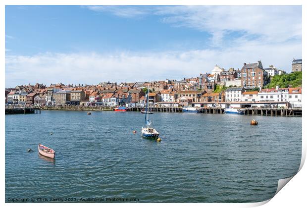 View across the River Esk and Whitby harbour on the North Yorkshire coast Print by Chris Yaxley
