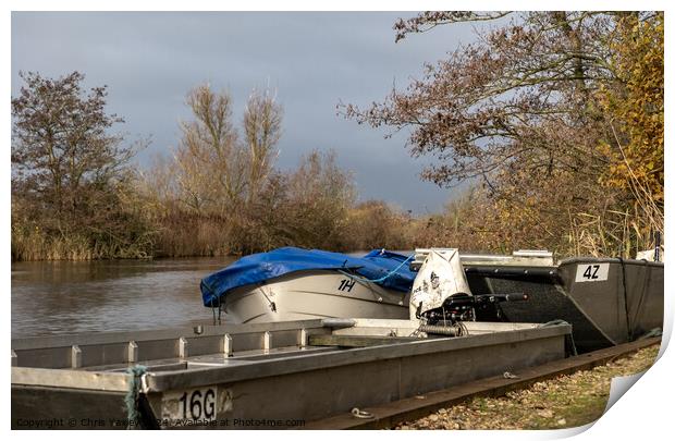 Boats on the River Ant at How Hill, Norfolk Broads Print by Chris Yaxley