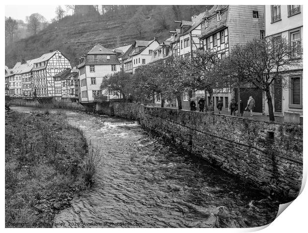 The River Rur flowing the German town of Monschau Print by Chris Yaxley