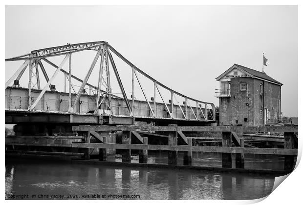 Black and white photo of the Reedham swing bridge Print by Chris Yaxley