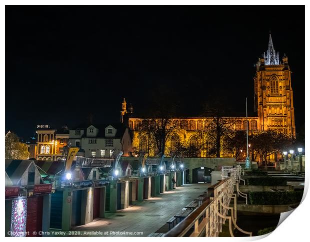 Norwich city centre during the hours of darkness Print by Chris Yaxley