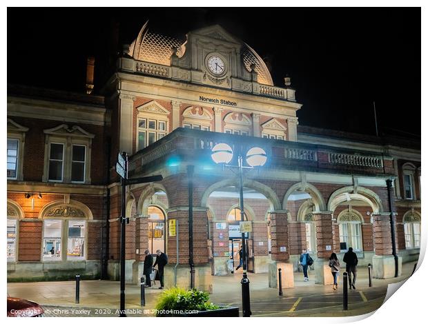 Norwich train station at night Print by Chris Yaxley