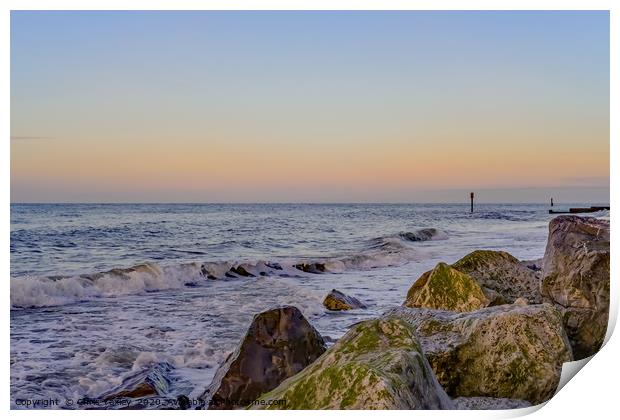 Cart Gap beach at sunset Print by Chris Yaxley