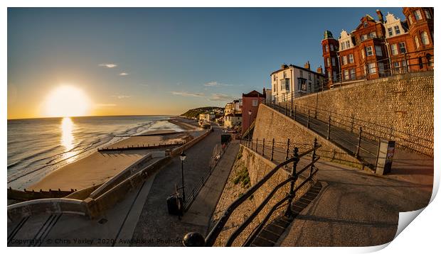 Sunrise over the sea in the coastal town of Cromer Print by Chris Yaxley
