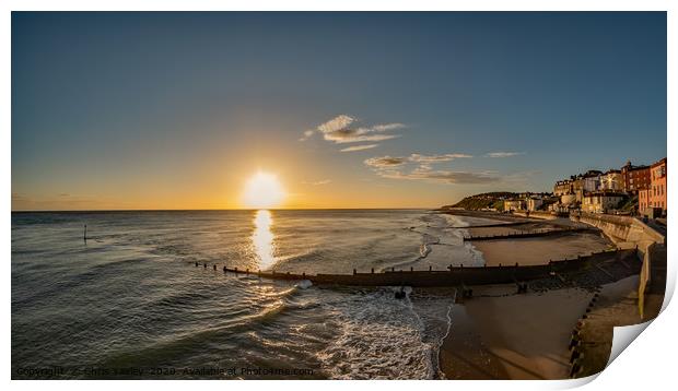 Fisheye view over Cromer beach and the promenade a Print by Chris Yaxley