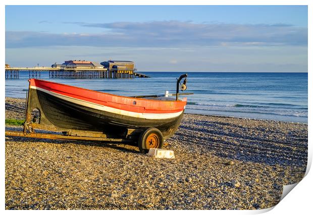 Traditional crab fishing boat on Cromer beach at s Print by Chris Yaxley