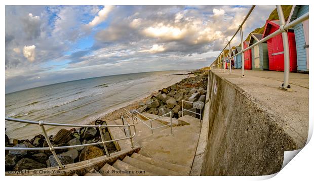 Wide angle fisheye view of the seaside promenade i Print by Chris Yaxley