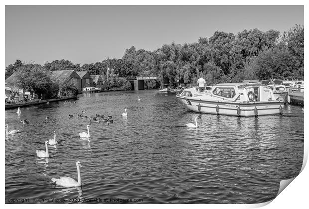 Boating on the Norfolk Broads bw Print by Chris Yaxley