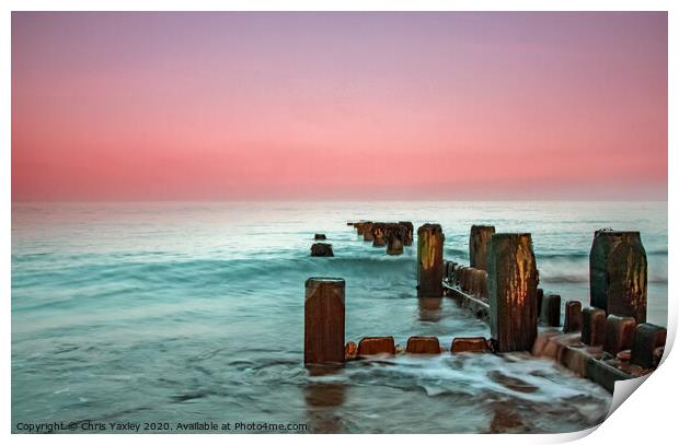 Long exposure of Cart Gap Beach on the Norfolk coast Print by Chris Yaxley