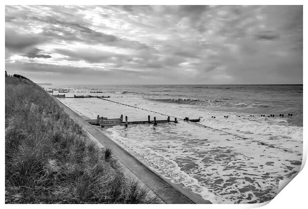 Cart Gap Beach, Norfolk bw Print by Chris Yaxley