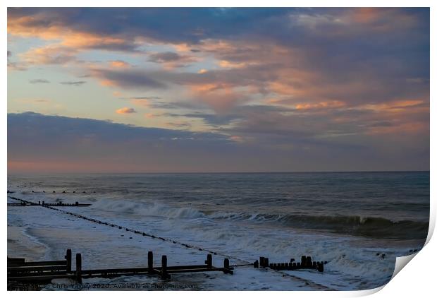 North Norfolk coast sunset Print by Chris Yaxley
