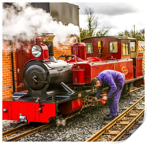 Working on the Mark Timothy steam train on the Bur Print by Chris Yaxley