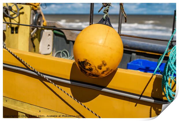 Buoy on boat, Cromer beach Print by Chris Yaxley