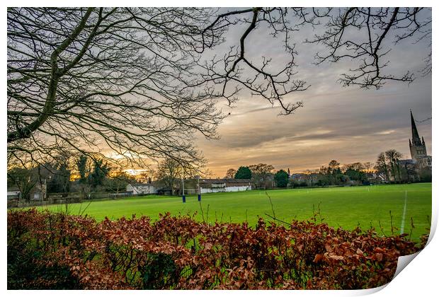 Norwich at sunset Print by Chris Yaxley