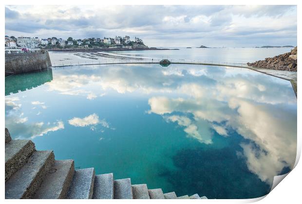 View from the swiming pool in Dinard Print by Laurent Renault