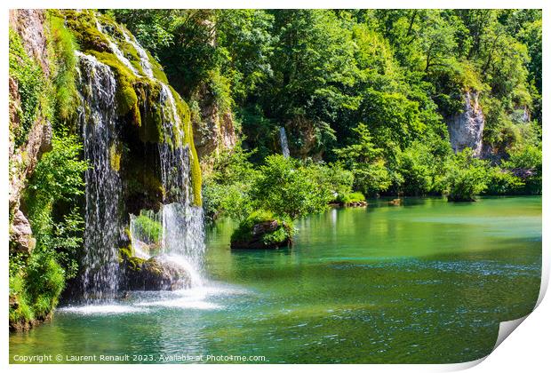 Cascade near Castelbouc village in the valley of the Tarn river Print by Laurent Renault