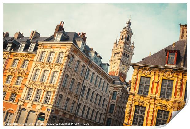 Buildings on the Grand Place in Lille. Photography taken in Fran Print by Laurent Renault
