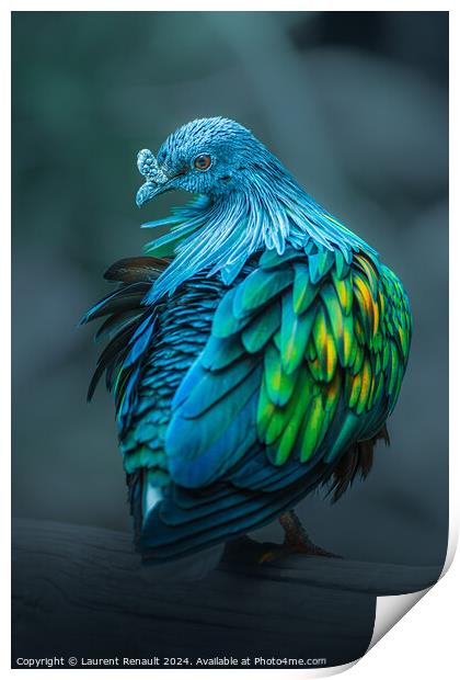 Close-up view of a Nicobar pigeon - Caloenas nicobarica Print by Laurent Renault