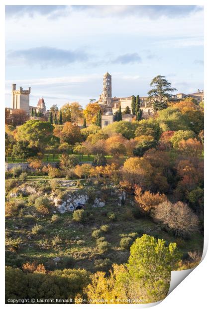 Uzès city of Art and History, vertical view in autumn. Photogra Print by Laurent Renault