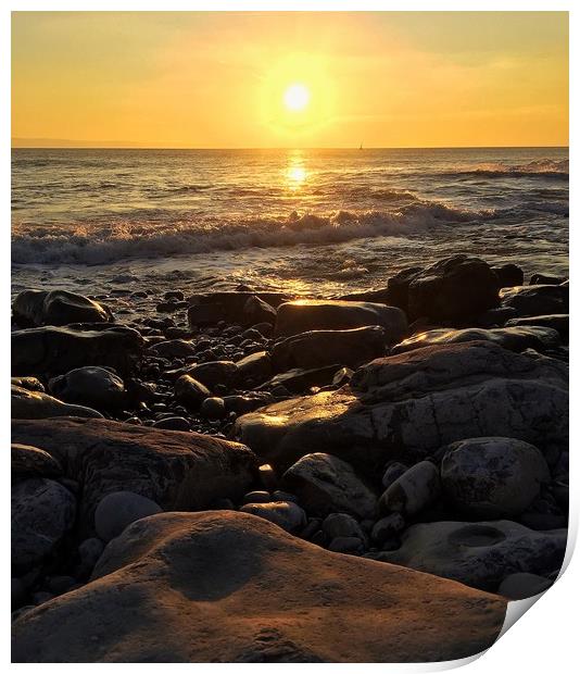 Sunset at Nash Point Print by Tracey Leonard