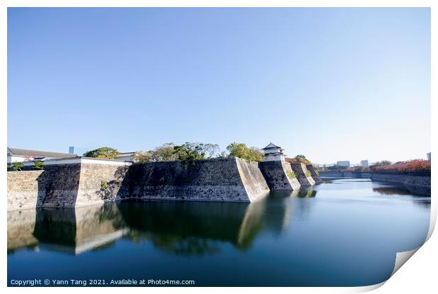 Fortification and ditch water around Osaka Castle for protection Print by Yann Tang