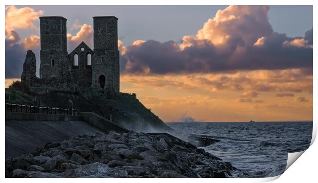 St Marys Church Reculver at Sunset Print by Eileen Wilkinson ARPS EFIAP