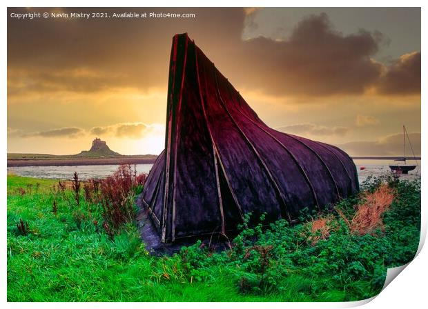 A traditional Boat Shed of Holy Island,  Lindisfar Print by Navin Mistry