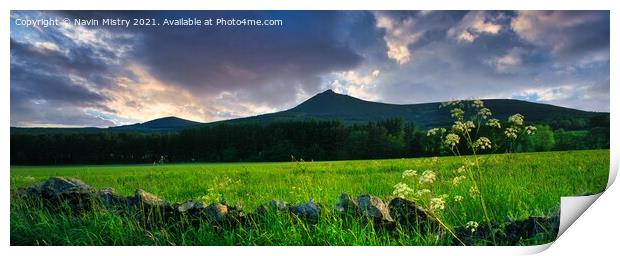 A panoramic image of Bennachie, Aberdeenshire Print by Navin Mistry