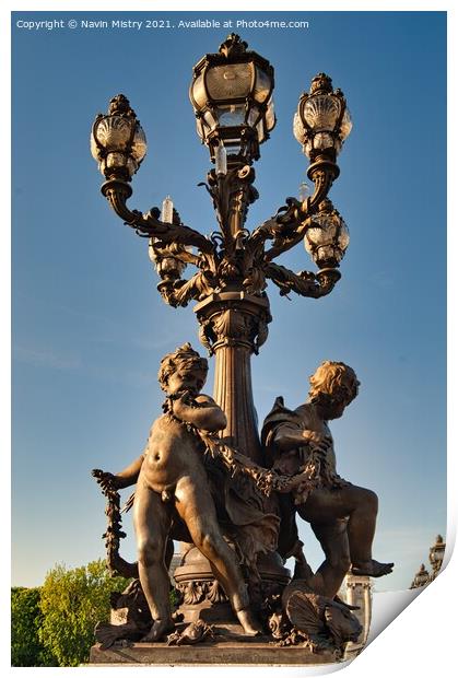 Ornate Lights on the Pont Alexandre III  Print by Navin Mistry