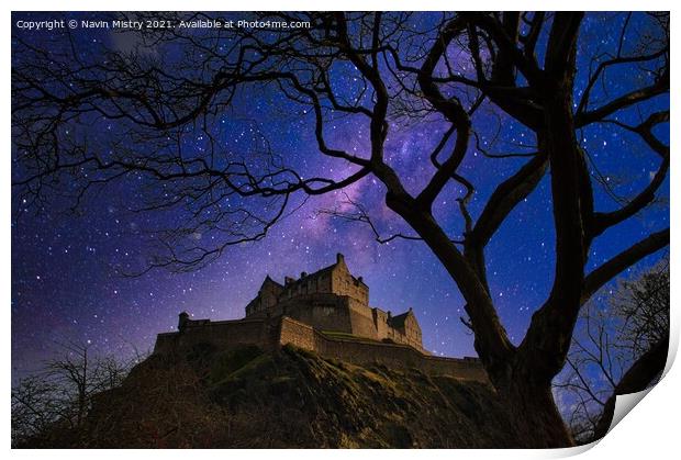 A Starlit Edinburgh Castle  Print by Navin Mistry