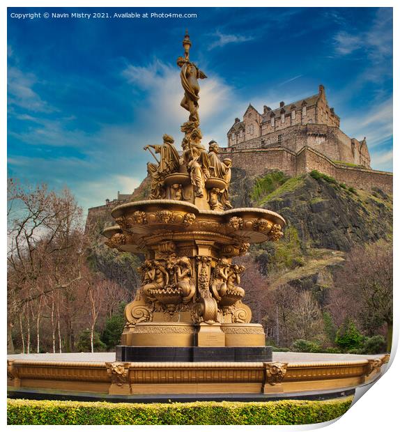 The Ross Fountain, Princes Street Gardens, Edinburgh Print by Navin Mistry