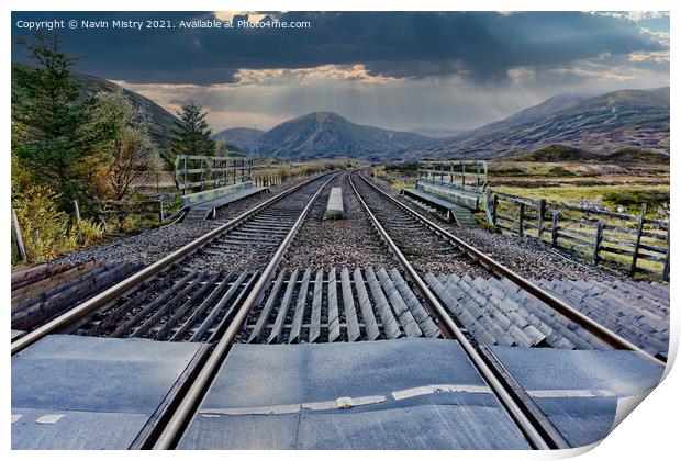 The Highland Railway Line near Dalwhinnie Scotland Print by Navin Mistry