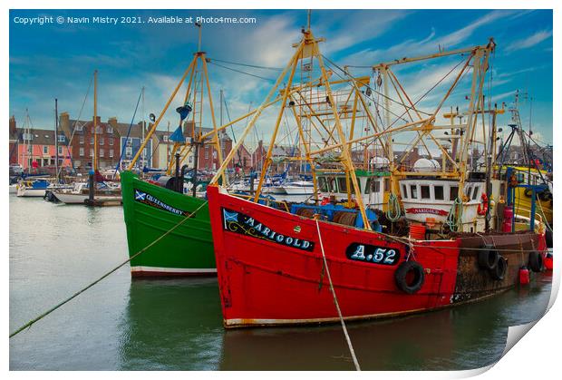 Colourful Fishing Boats of Arbroath, Scotland  Print by Navin Mistry