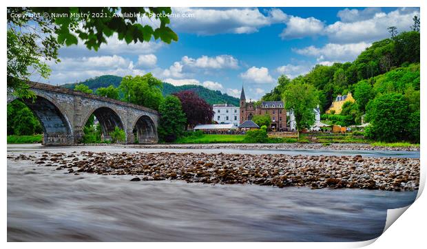 A view of the River Tay and Dunkeld, Perthshire   Print by Navin Mistry
